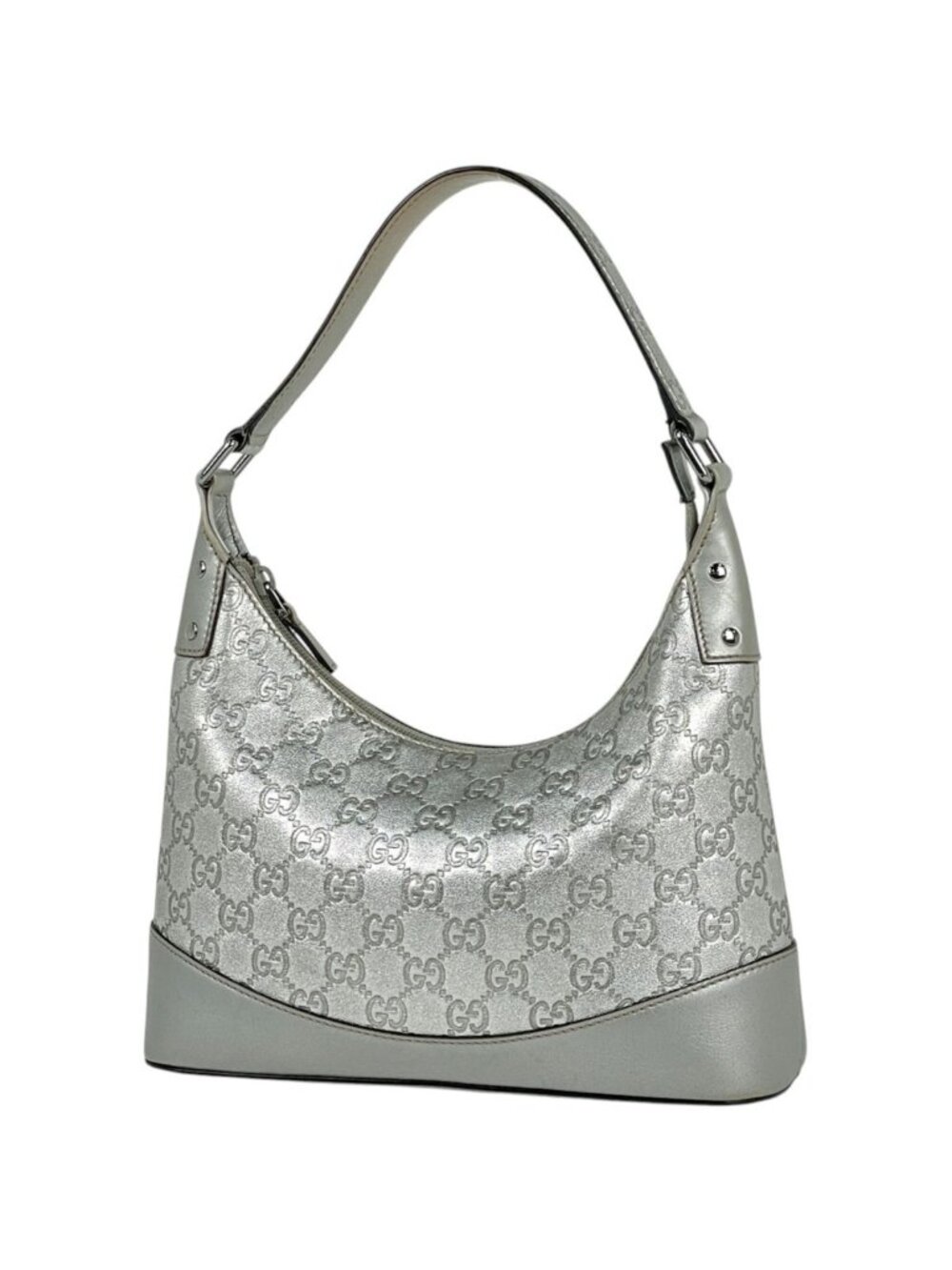 Gucci Shoulder Bag Guccissima Leather Silver